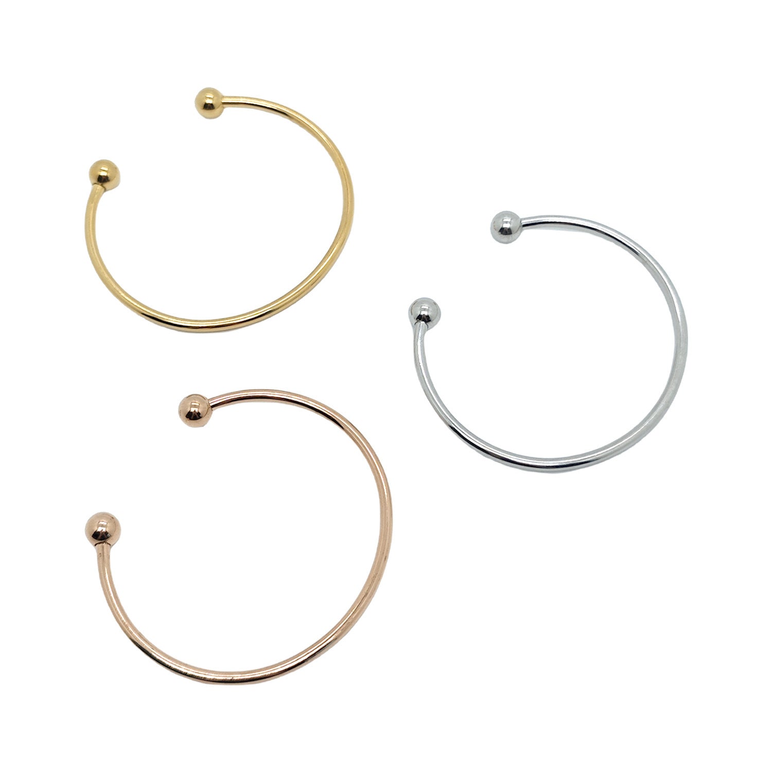 Wholesale Stainless Steel Open Cuff Bangle Bracelet – Gold / Silver / Rose Gold (MOQ 100 pcs)