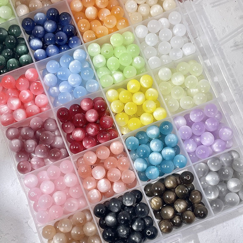 Cat Eye Resin Beads - All 23 colors display