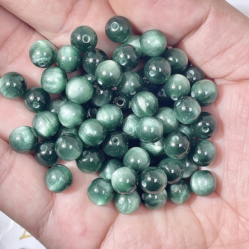 Cat Eye Resin Beads - Light pink beads detail