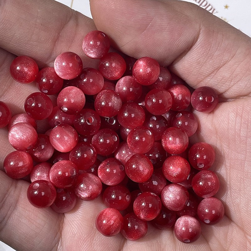 Cat Eye Resin Beads - Red beads