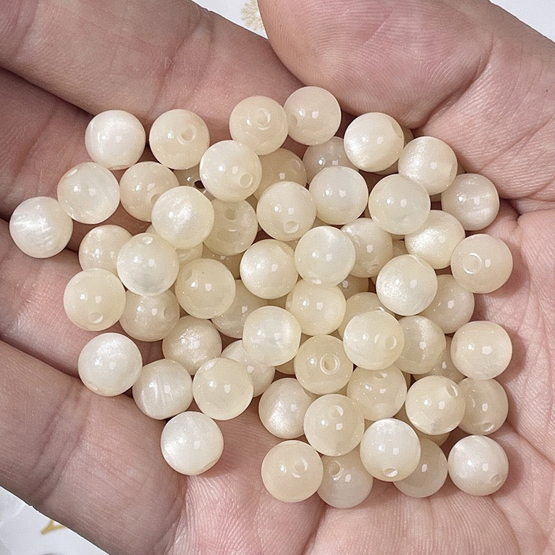 Cat Eye Resin Beads - Cream yellow beads